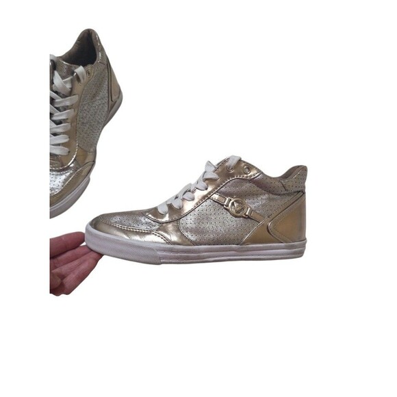GUESS High Top Gerree Sneakers Shoes Gold Logo Lace Up Women's 7.5 S2 - Picture 11 of 11